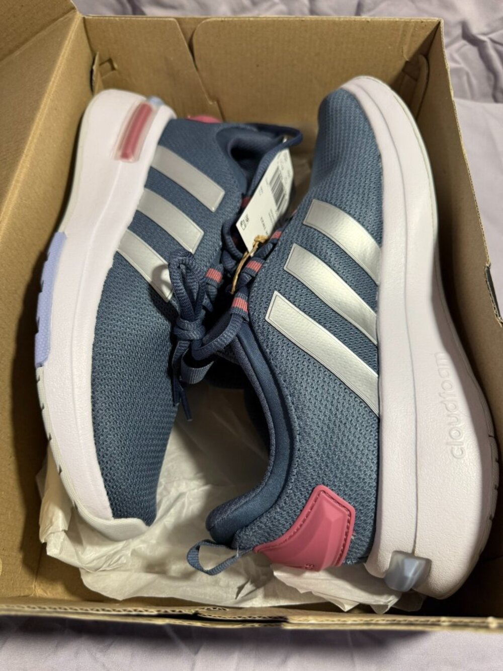 NIB Adidas Racer TR23 Cloudfoam Blue Pink Sneakers | US W 9 / M 8